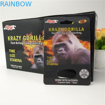 emballage masculin de carte de boursouflure de carte des pilules 3D de rhinocéros de chapeau de 12mm