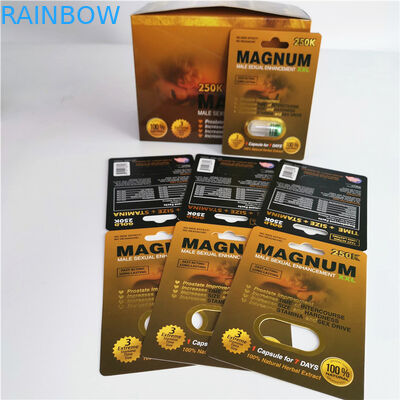 Pilule sexuelle d'améliorations masculines du rhinocéros 69 empaquetant la boursouflure de capsul de la carte 3d pour l'affichage