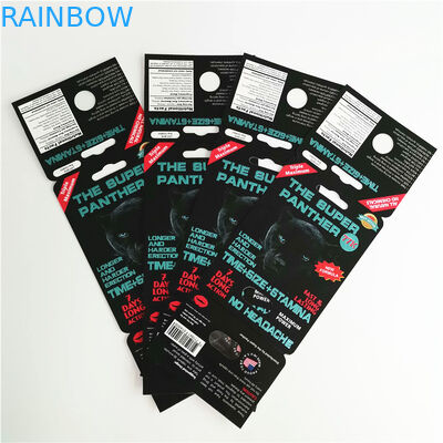 Pilule sexuelle d'améliorations masculines du rhinocéros 69 empaquetant la boursouflure de capsul de la carte 3d pour l'affichage