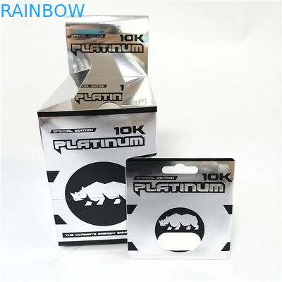 Boîte à cartes de papier grise argentée adaptée aux besoins du client d'or du paquet de boursouflure de capsule de pilule de marque de distributeur 18K