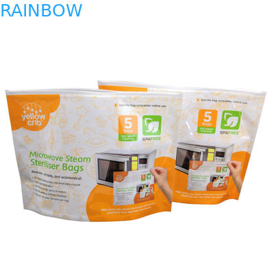 Sacs réutilisables propres de stérilisateur de micro-onde de bébé de BPA de vapeur libre de soin avec le dessus zip-lock