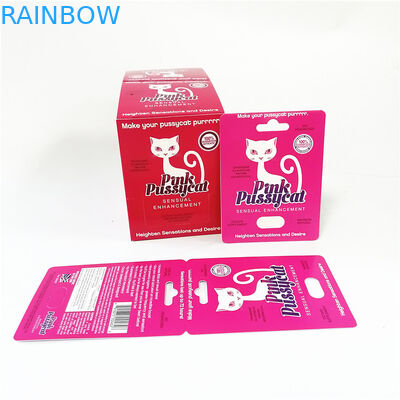 Montrez la ligne faite sur commande boîte à cartes d'entaille de larme de cartes de papier d'imprimerie rose de minou de boîtes