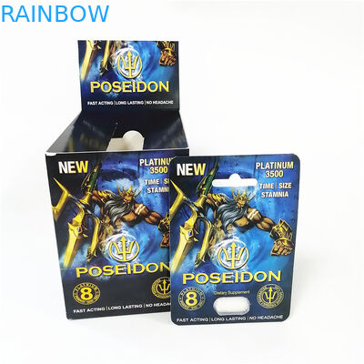 les cartes faites sur commande de papier d'imprimerie déchirent la ligne d'entaille boîte à cartes rouge bleue de Poseidon de boîtes avec la boursouflure