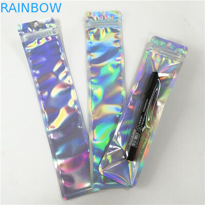 Les sacs plats imprimés par coutume d'hologramme en plastique avec la tirette pour composent l'emballage de stylo d'outil