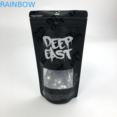 Matt Black Aluminum Foil imprimé fait sur commande 250g 1kg 12oz avec le zip-lock se tiennent vers le haut de la poche avec le sac clair de fenêtre
