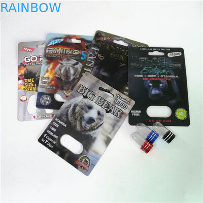 Pilules sexuelles d'amélioration empaquetant les cartes maximum de boursouflure du rhinocéros 150K 3D avec la boîte de papier pour la capsule de sexe de poudre