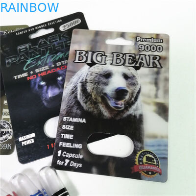 Pilules sexuelles d'amélioration empaquetant les cartes maximum de boursouflure du rhinocéros 150K 3D avec la boîte de papier pour la capsule de sexe de poudre