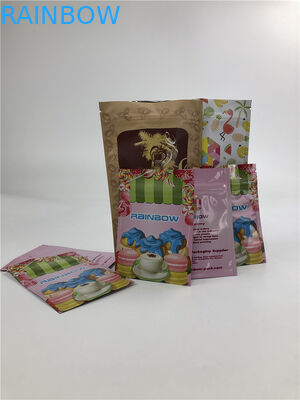 sac scellé trois par côtés extérieur brillant en plastique de papier d'aluminium de sac plat de la tirette 3.5g pour l'écrou de chair de noix de coco de biscuits