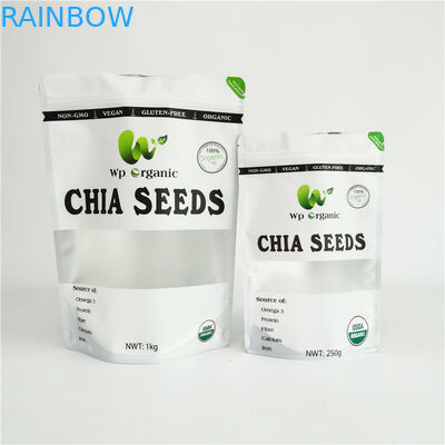 Digital imprimant la poche zip-lock de thé rescellable de catégorie comestible de Chia Seeds Tea Packaging Bag avec la fenêtre claire