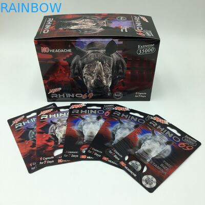 Rhinocéros de PVC 60*80cm de capsule de pilule 69 cartes 3D de empaquetage