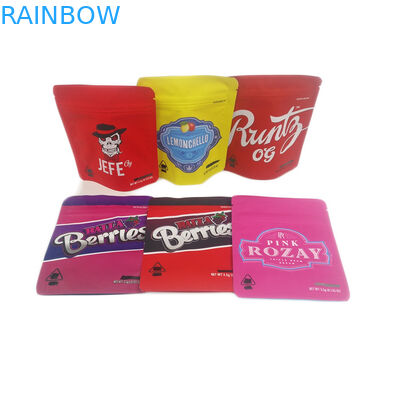 La basse odeur de toucher doux de MOQ 500pcs rendent le sac de sécurité pour les enfants comestible résistant de Mylar des biscuits 3.5g de poche d'emballage de Cannabies adapté aux besoins du client