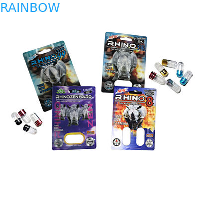 Bouteilles de pilule en plastique colorées de chapeau en métal pour le rhinocéros de FX 9000 7 bouteilles de pilule en plastique claires de balle de capsule de BUTIN