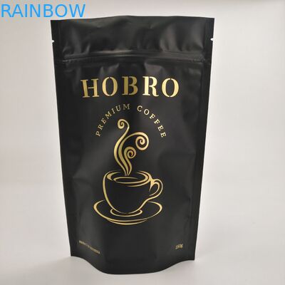 Tenez le café Bean Packaging Bags With Valve de sac d'emballage de café de serrure de fermeture éclair de Matt Black Laminated Aluminum Foil