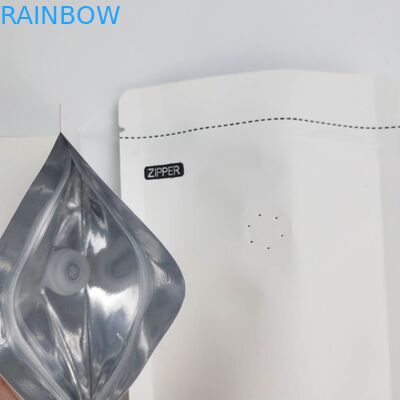 Coutume d'OEM 1/8 once Logo Size Resealable Aluminum Foil blanc 120 microns d'emballage de support de papier vers le haut des poches de empaquetage