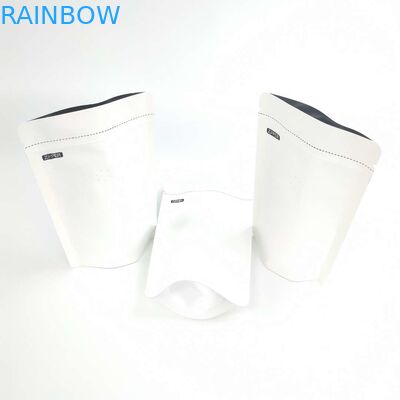 Coutume d'OEM 1/8 once Logo Size Resealable Aluminum Foil blanc 120 microns d'emballage de support de papier vers le haut des poches de empaquetage