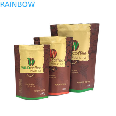 250g 500g 1kg Matte Finish Foil Lined Stand vers le haut de sac d'emballage de tirette pour l'emballage de café