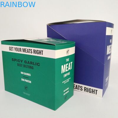 Boîtes de papier pliées imprimées faites sur commande à casse-croûte de barre d'énergie d'emballage de secousse de boeuf de la boîte de présentation de vente au détail de carton 200G