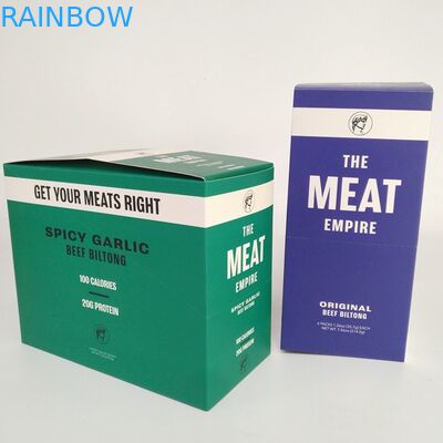 Boîtes de papier pliées imprimées faites sur commande à casse-croûte de barre d'énergie d'emballage de secousse de boeuf de la boîte de présentation de vente au détail de carton 200G
