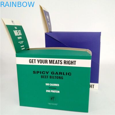 Le chocolat imprimé fait sur commande de gâteau de boîte de papier de collection de biltong de boeuf a ridé des boîtes de présentation de carton