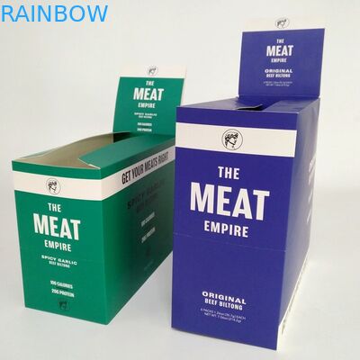 Le chocolat imprimé fait sur commande de gâteau de boîte de papier de collection de biltong de boeuf a ridé des boîtes de présentation de carton