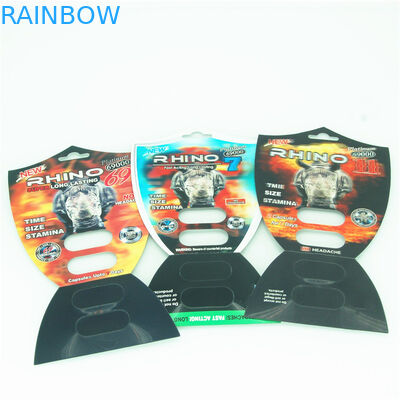 Le rhinocéros masculin en gros de caisses d'emballage de pilules d'amélioration 69 cartes de l'emballage 3d effectuent l'emballage de boursouflure de capsule de Rhinopill Ca