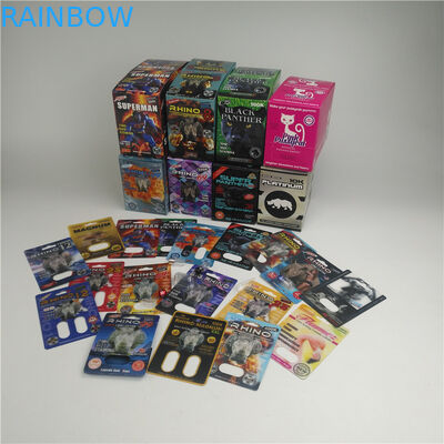 La boursouflure 3d d'épaisseur de MOPP 350g carde la pilule masculine d'amélioration de rhinocéros