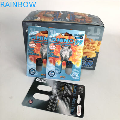 Rhinocéros 99 cartes de rhinocéros du trou 3D du double 500k pour la pilule masculine d'amélioration