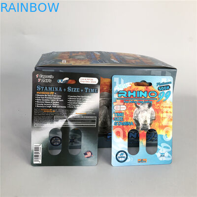Rhinocéros 99 cartes de rhinocéros du trou 3D du double 500k pour la pilule masculine d'amélioration
