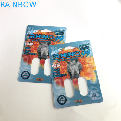 Rhinocéros 99 cartes de rhinocéros du trou 3D du double 500k pour la pilule masculine d'amélioration