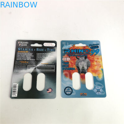 Rhinocéros 99 cartes de rhinocéros du trou 3D du double 500k pour la pilule masculine d'amélioration