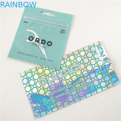 Emballage numérique adapté aux besoins du client avant clair brillant de sac de serrure de fermeture éclair d'impression de papier d'aluminium de sachets en plastique de fil dentaire