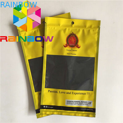 Les trois sacs plats rescellables de Mylar de joint latéral voient par l'emballage en plastique de poches de nourriture de mauvaise herbe de poches d'humidité de cigare