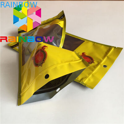 Les trois sacs plats rescellables de Mylar de joint latéral voient par l'emballage en plastique de poches de nourriture de mauvaise herbe de poches d'humidité de cigare