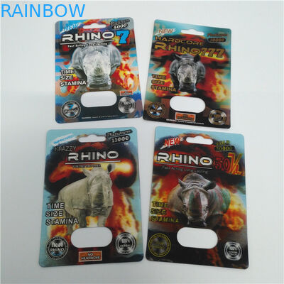 Cartes simples du trou 3d d'ANIMAL FAMILIER du rhinocéros 285K 8.9x12cm 0.6mm d'or