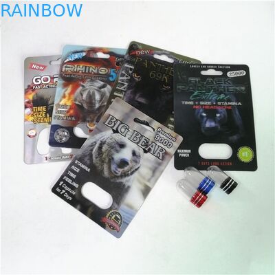 L'emballage de pilules de l'amélioration 500K du rhinocéros 99 carde l'impression en soie