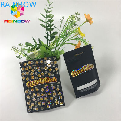 Support zip-lock en plastique de coutume de Mylar vers le haut de matte de noir des poches 150mg