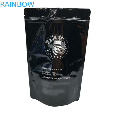 Les grains de café tiennent le noir brillant imprimé fait sur commande de la poche 100g 500g 1kg de tirette