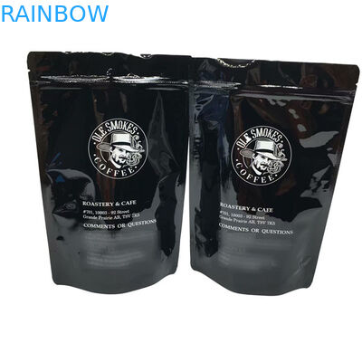 Les grains de café tiennent le noir brillant imprimé fait sur commande de la poche 100g 500g 1kg de tirette