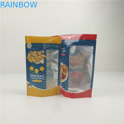 Emballage en plastique sec brillant de papier d'aluminium de tirette de poissons avec la fenêtre claire