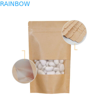 Biodégradables zip-lock de papier de Brown emballage tiennent la poche avec la fenêtre