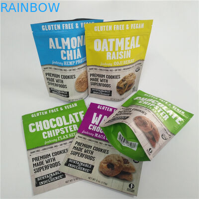 Les bonbons Digital en plastique faite sur commande à sucrerie imprimée se tiennent vers le haut des poches avec le dessus de tirette