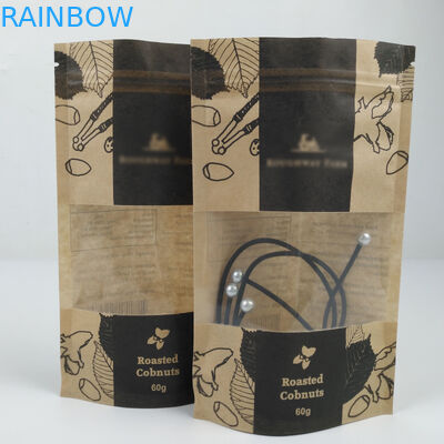 Le zip-lock stratifié imperméable de papier de Brown emballage de support de casse-croûte met en sac avec la fenêtre