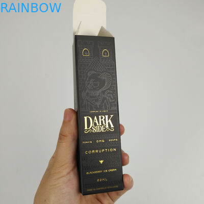 Petite boîte de papier de empaquetage cosmétique de estampillage chaude de luxe noire pliable en gros faite sur commande de cadeau de feuille d'or