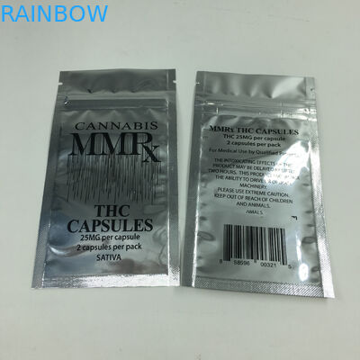 Poches zip-lock plates du papier d'aluminium 1g d'odeur de preuve de tirette de Mylar de mauvaise herbe de sac comestible brillant de cannabis pour la poudre