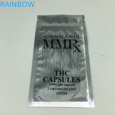 Poches zip-lock plates du papier d'aluminium 1g d'odeur de preuve de tirette de Mylar de mauvaise herbe de sac comestible brillant de cannabis pour la poudre