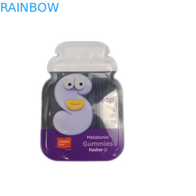 Aluminium fait sur commande de joint de côté de la forme 3 de Cb empaquetant le sac gommeux de serrure de fermeture éclair d'emballage de sachets en matière plastique de coutume de sac plat de sucrerie