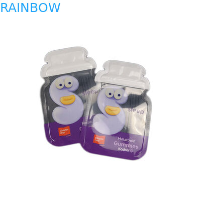 Aluminium fait sur commande de joint de côté de la forme 3 de Cb empaquetant le sac gommeux de serrure de fermeture éclair d'emballage de sachets en matière plastique de coutume de sac plat de sucrerie