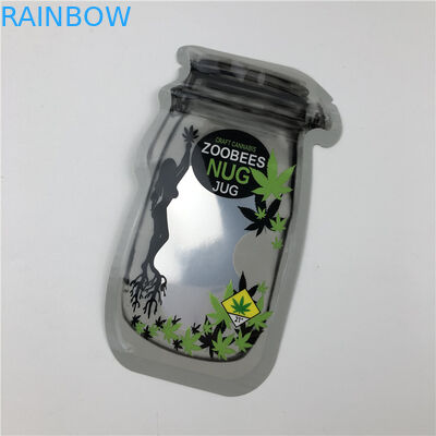 Mason Jar Pouches For CBD sème les poches de emballage irrégulières de feuille indica de Gummies THC de fleur de CBD avec la tirette