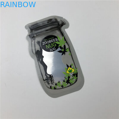 Mason Jar Pouches For CBD sème les poches de emballage irrégulières de feuille indica de Gummies THC de fleur de CBD avec la tirette