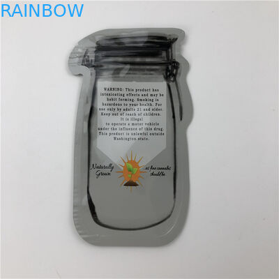 Mason Jar Pouches For CBD sème les poches de emballage irrégulières de feuille indica de Gummies THC de fleur de CBD avec la tirette